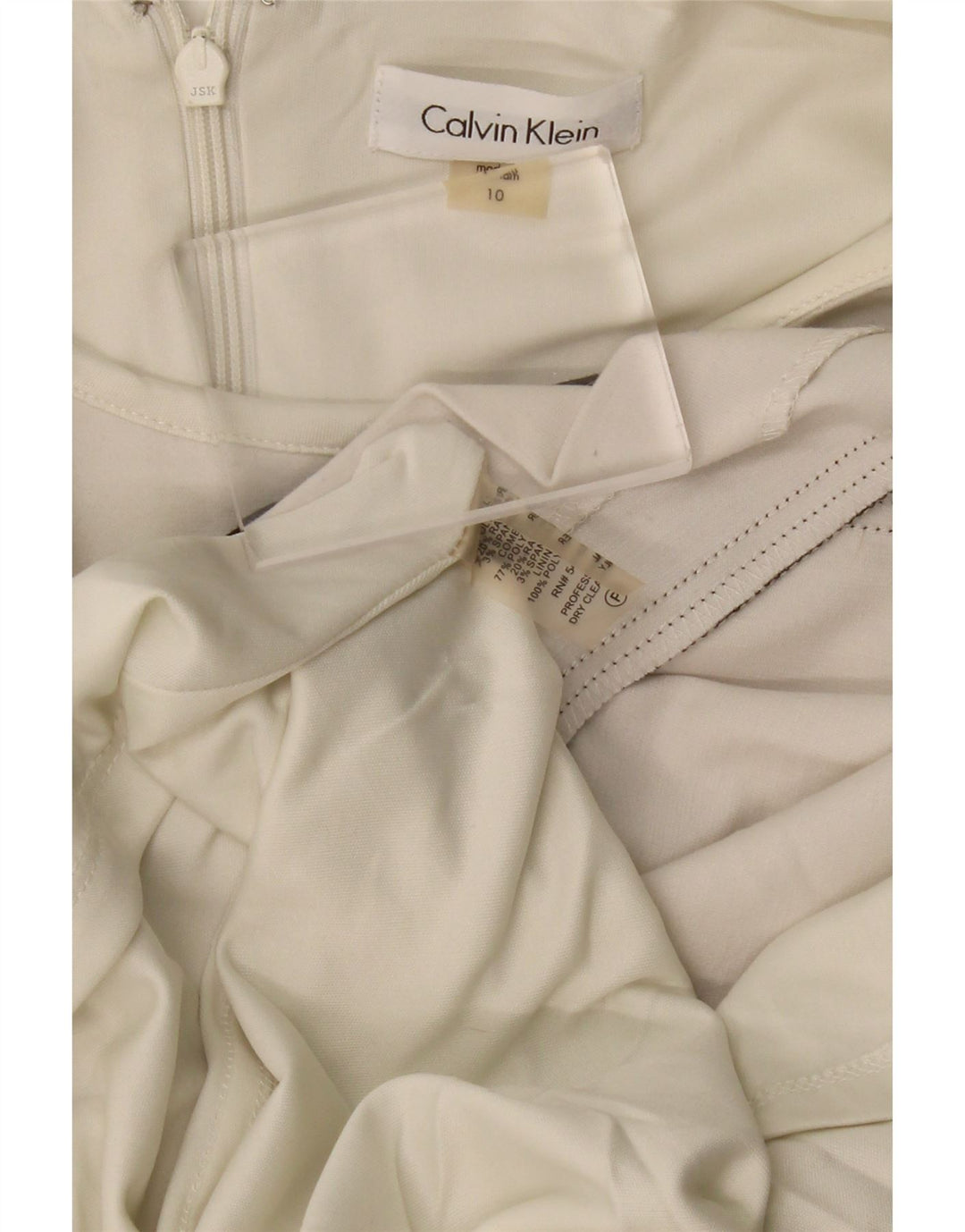 CALVIN KLEIN Womens Sleeveless A-Line Dress US 10 Large White Striped