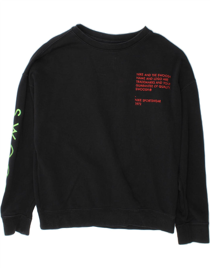 NIKE Boys Swoosh Graphic Sweatshirt Jumper 10-11 Years Medium  Black Vintage Nike and Second-Hand Nike from Messina Hembry 