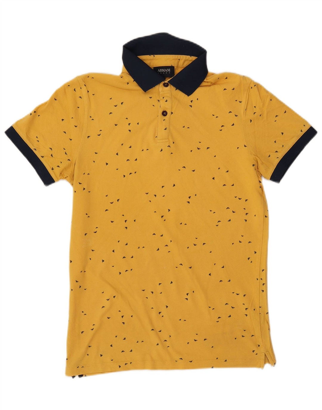 ARMANI JEANS Mens Abstract Pattern Polo Shirt Medium Yellow Colourblock