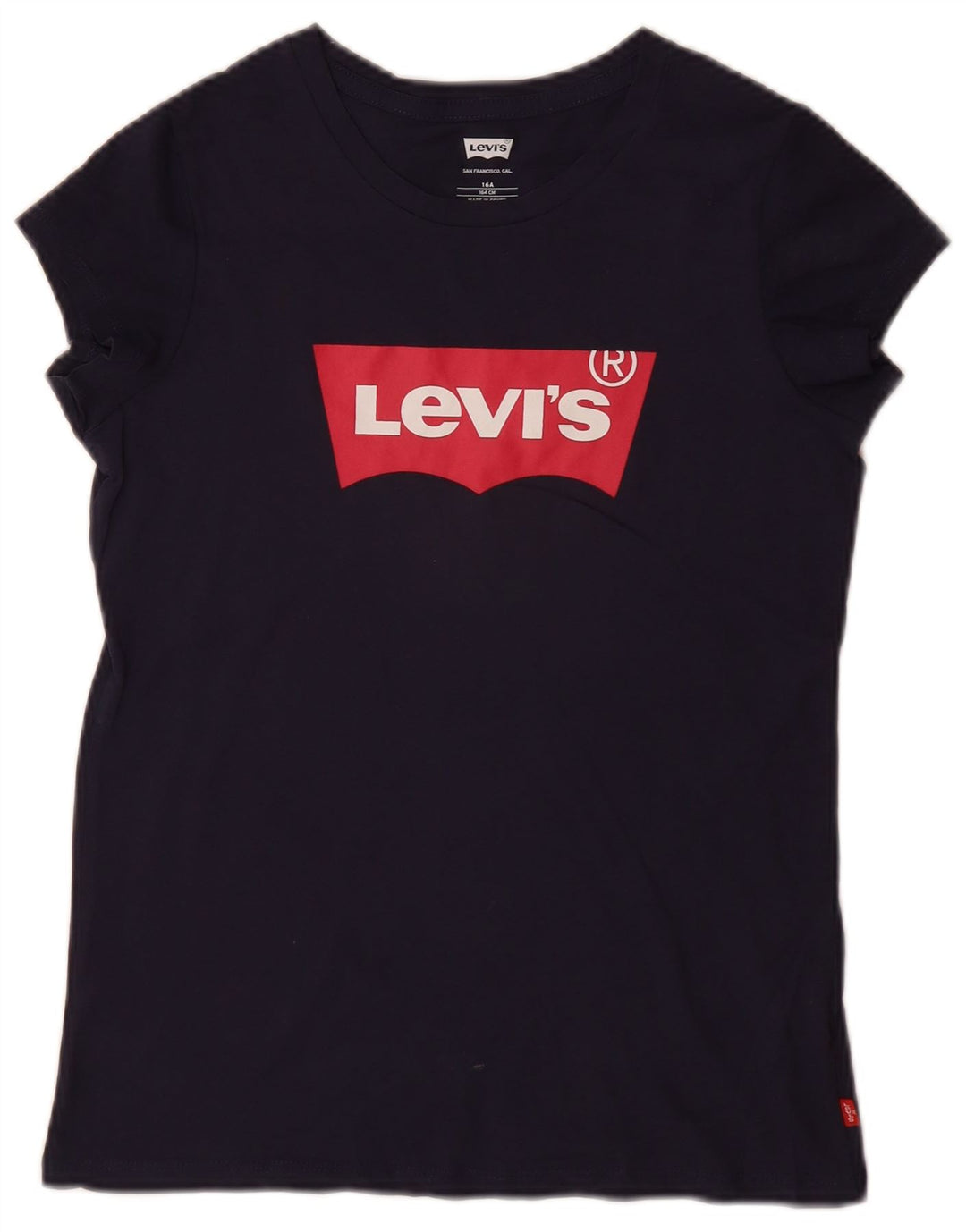 LEVI'S Girls Graphic T-Shirt Top 15-16 Years Navy Blue Cotton