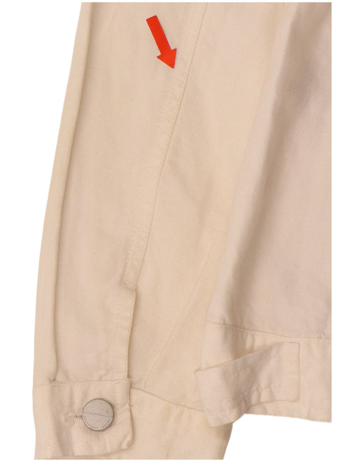 TRUSSARDI JEANS Womens Bomber Jacket IT 44 Medium Off White Cotton