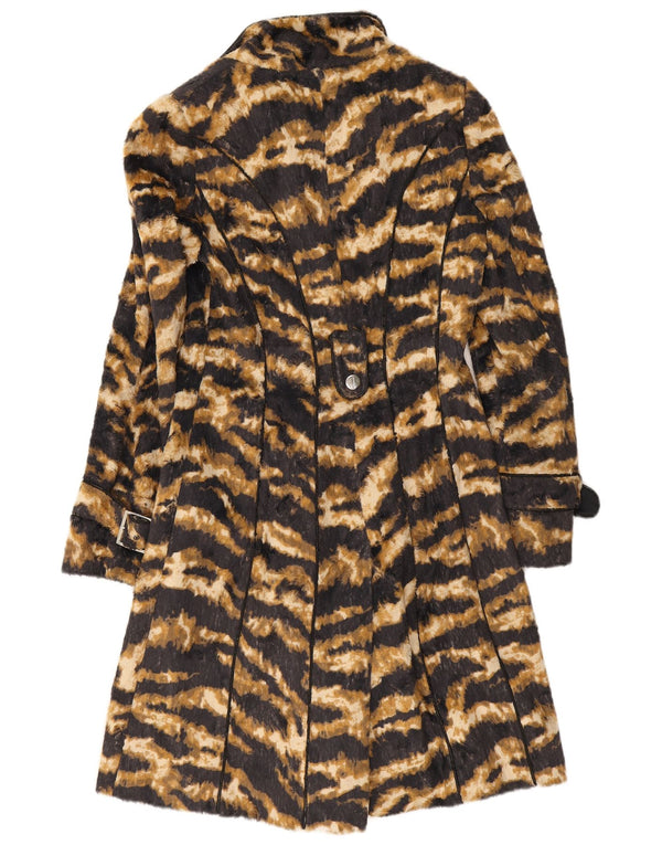 Karen Millen Womens Trench Coat UK 10 Small Brown Animal Print Cotton