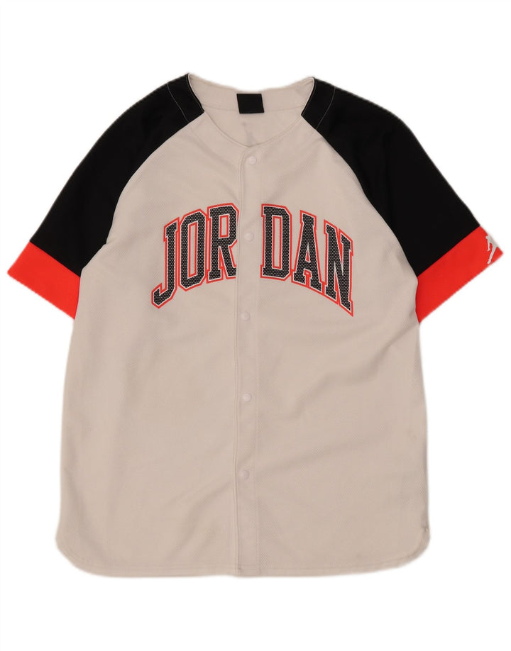 JORDAN Boys Graphic Jersey Top 13-14 Years XL White Colourblock Polyester
