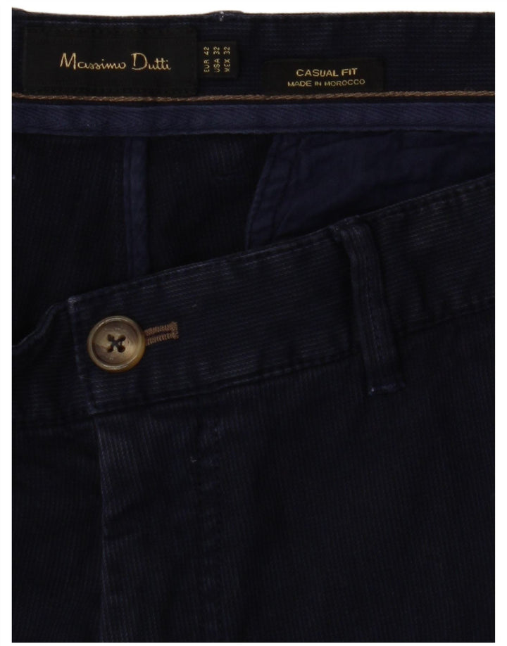 MASSIMO DUTTI Mens Casual Fit Chino Trousers EU 42 Large W32 L32 Navy Blue