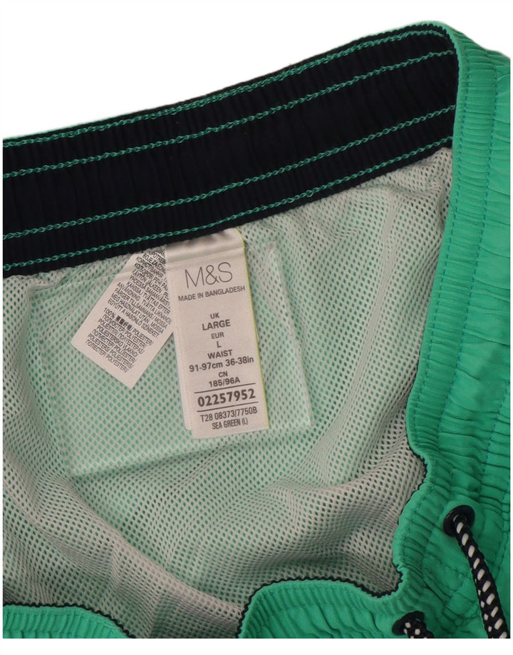 MARKS & SPENCER Mens Swimming Shorts Large  Turquoise Polyester