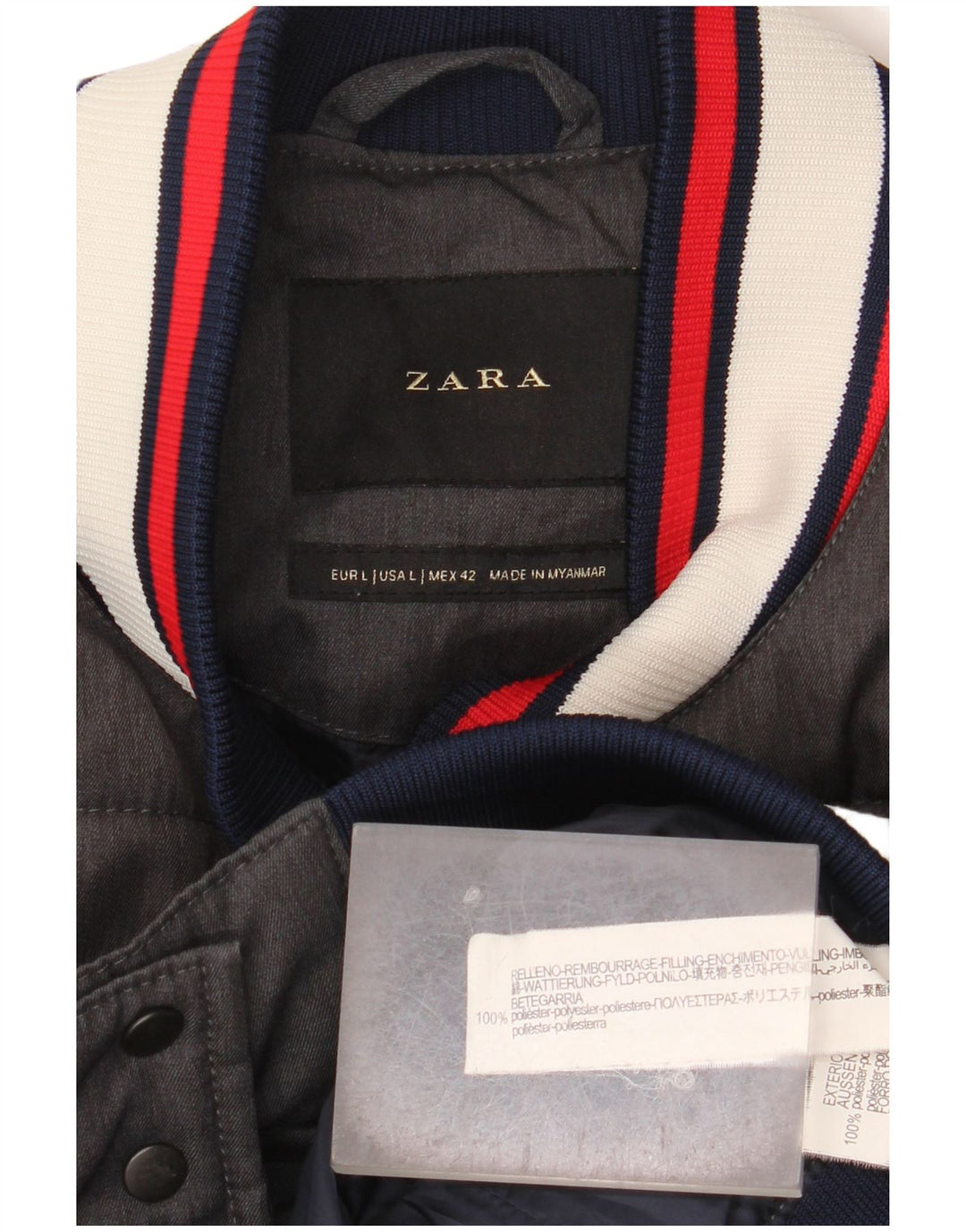 Zara Mens Padded Jacket UK 40 Large Grey Polyester