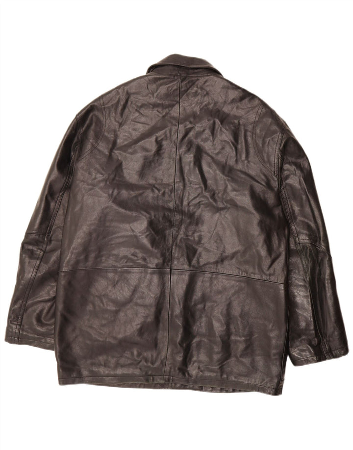 Vintage Mens Leather Jacket IT 52 XL Black Leather