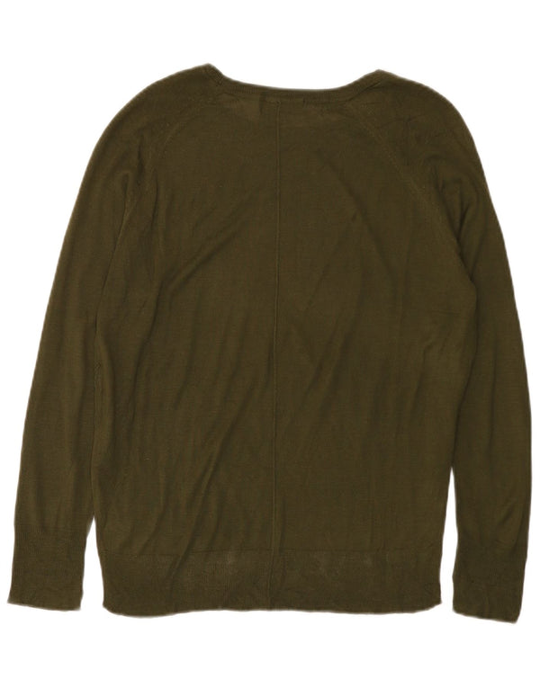 Zara Womens Boat Neck Jumper Sweater UK 14 Medium Green Viscose