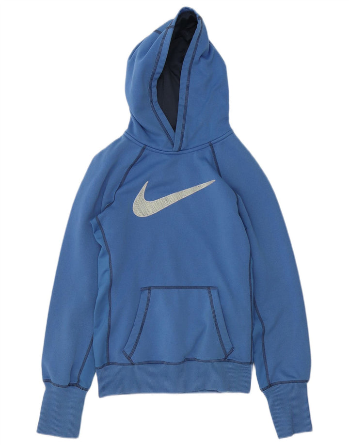 Nike Womens Graphic Hoodie Jumper UK 10 Small Blue Polyester