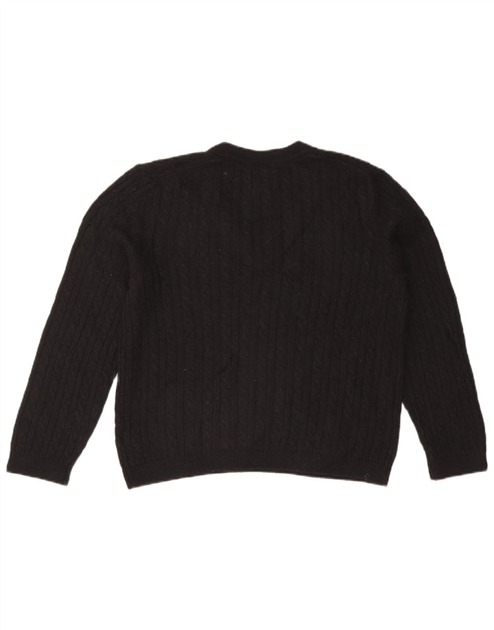 TOMMY HILFIGER Womens V-Neck Jumper Sweater UK 14 Medium Black Nylon