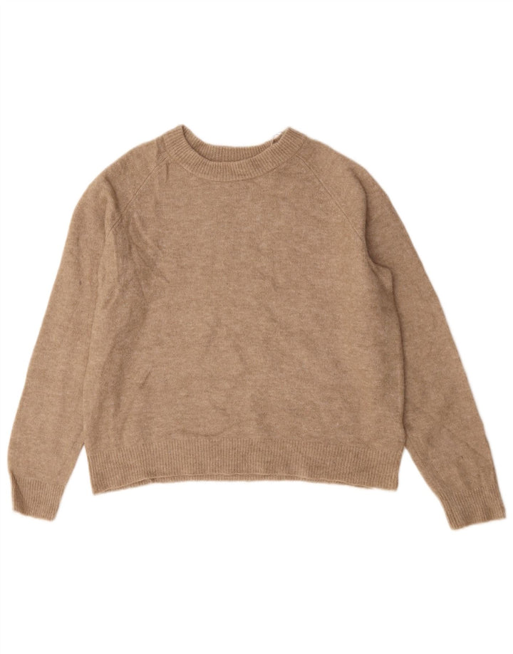 Zara Womens Boat Neck Jumper Sweater UK 14 Medium Beige Polyamide