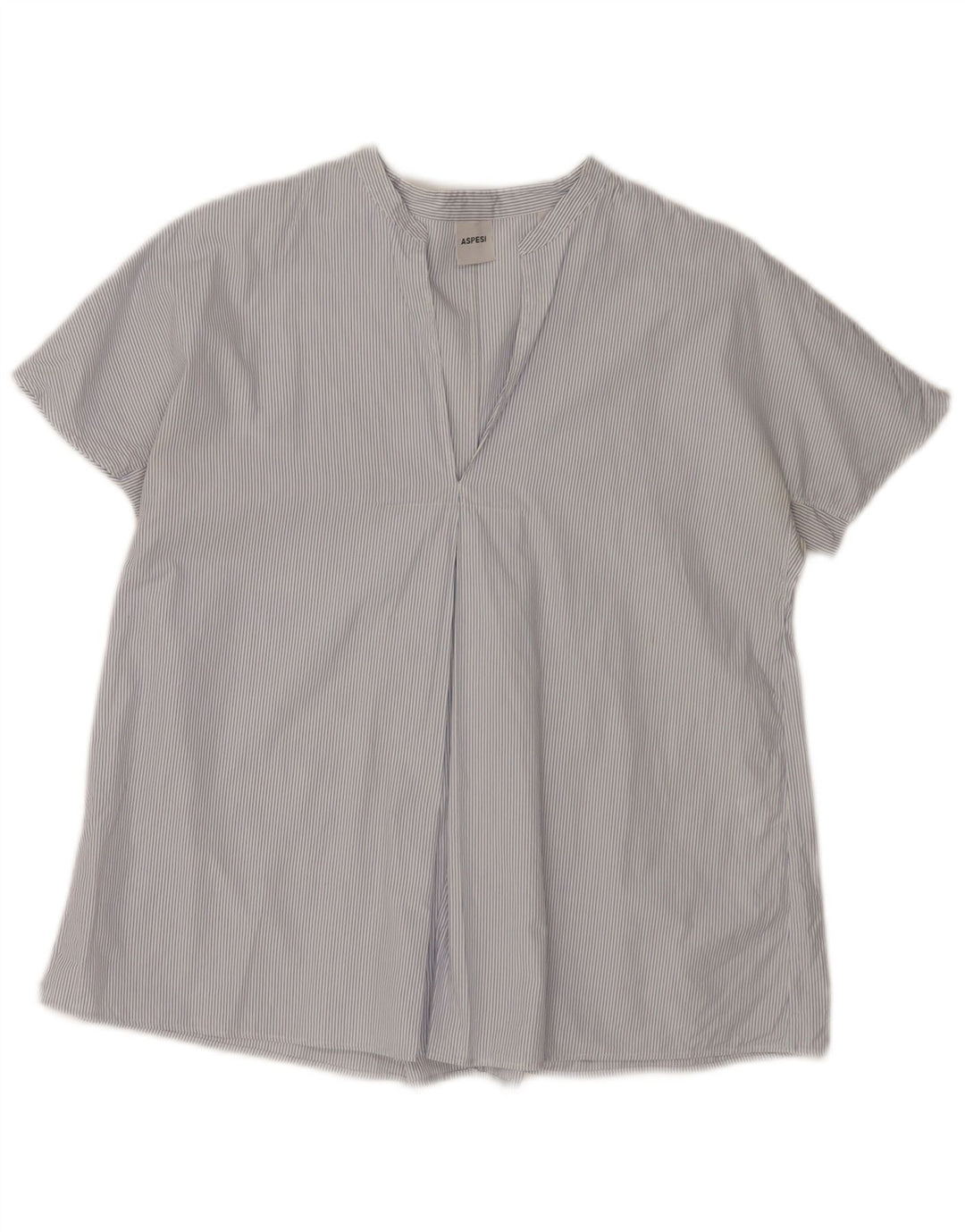 Aspesi Womens Blouse Top EU 38 Medium Blue Pinstripe Cotton