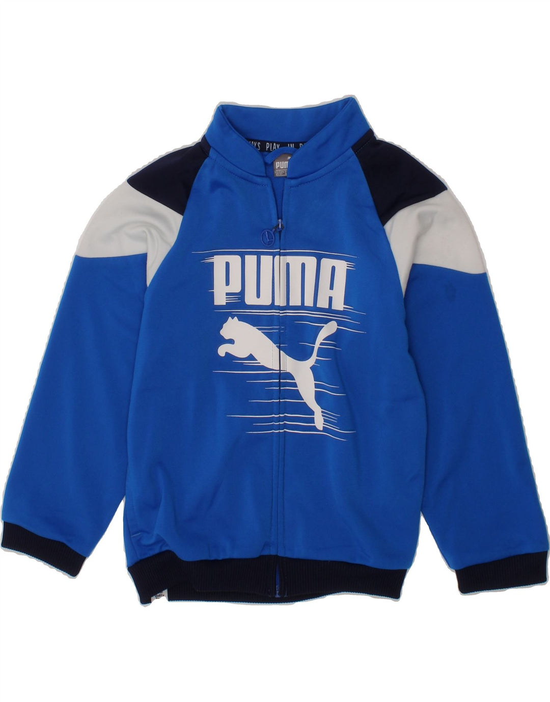 PUMA Boys Graphic Tracksuit Top Jacket 2-3 Years Blue Colourblock Vintage Puma and Second-Hand Puma from Messina Hembry 