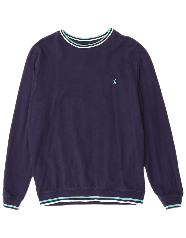 Joules Mens Sweatshirt Jumper Medium Navy Blue Striped Cotton