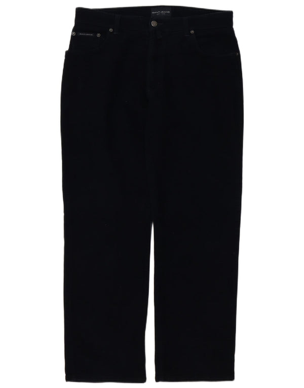 Gant Mens Straight Regular Casual Trousers W34 L30 Navy Blue Cotton