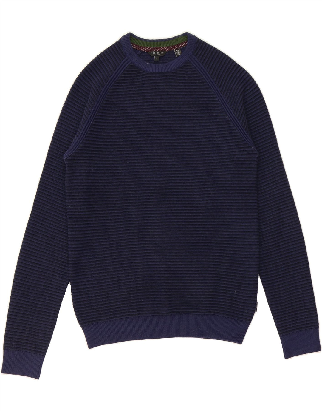 TED BAKER Mens Crew Neck Jumper Sweater Size 2 Small Navy Blue Striped Vintage Ted Baker and Second-Hand Ted Baker from Messina Hembry 