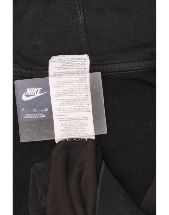 NIKE Mens Zip Hoodie Sweater Medium Black Cotton