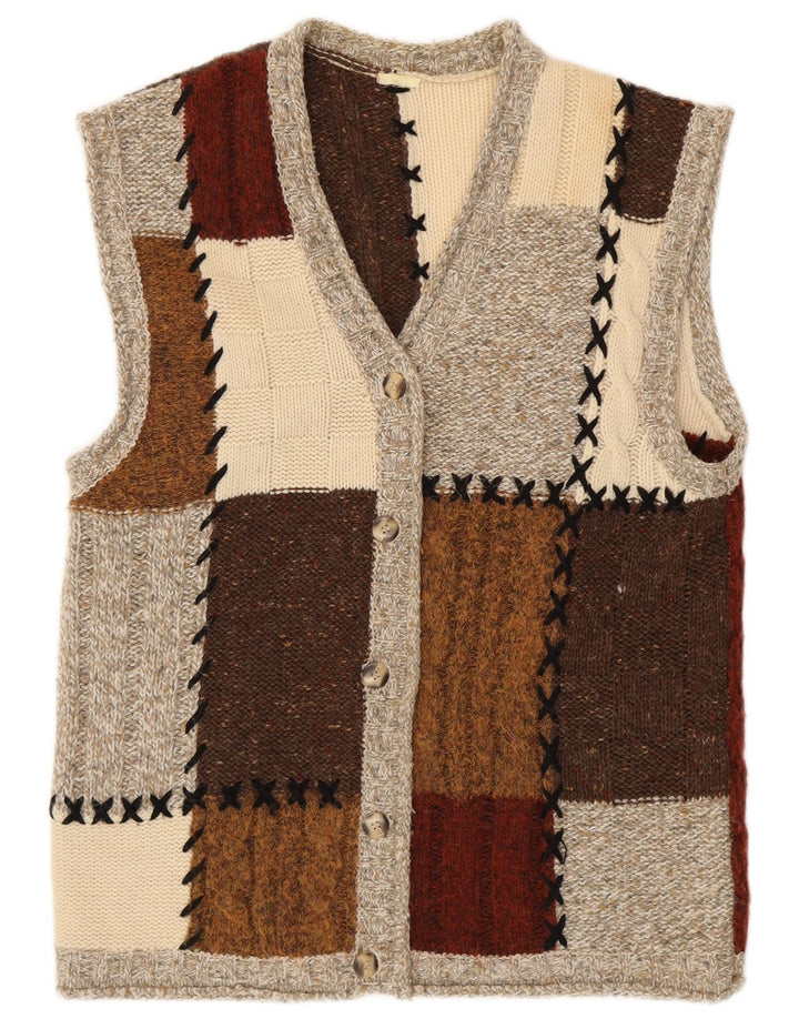 VINTAGE Womens Cardigan Sweater UK 16 Large Multicoloured Colourblock