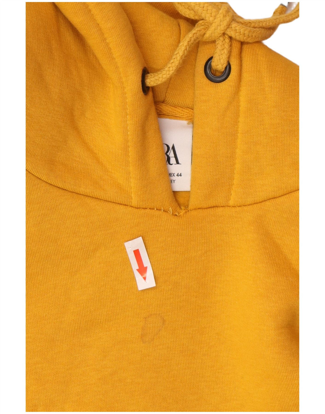 Zara Mens Hoodie Jumper XL Yellow Cotton