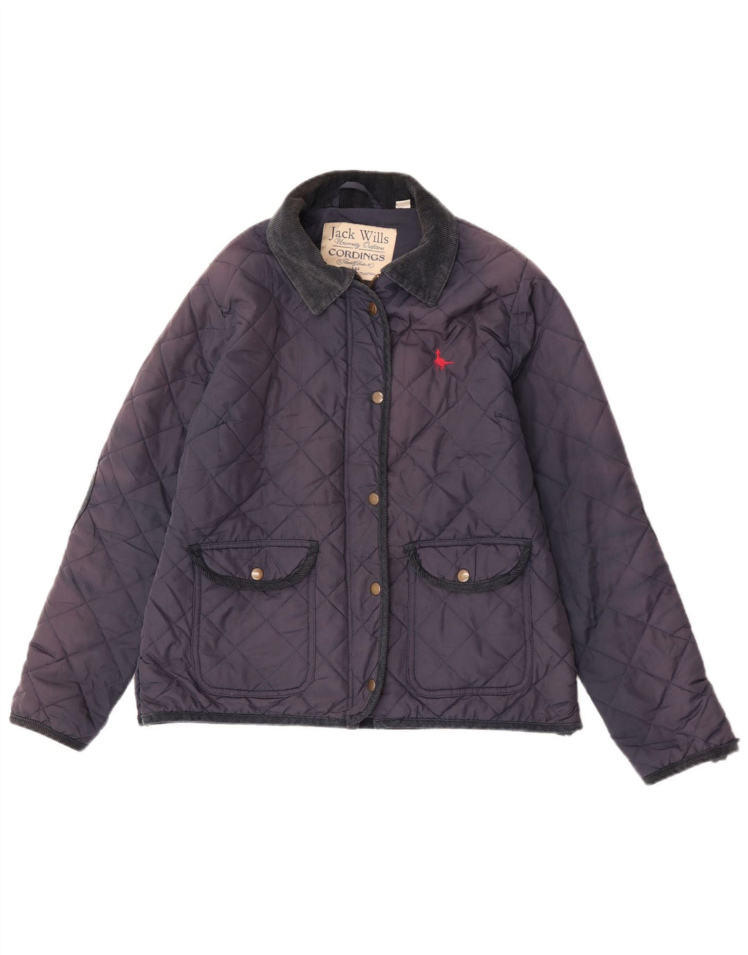 Jack Wills Womens Quilted Jacket UK 14 Large Navy Blue Nylon