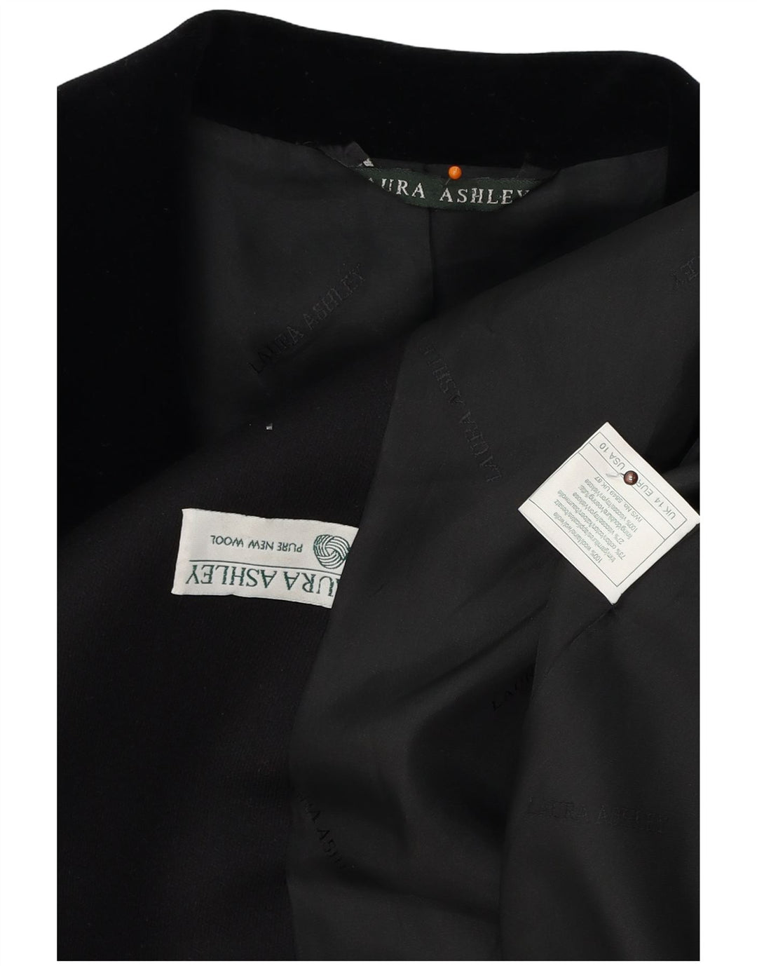 LAURA ASHLEY Womens Longline 4 Button Blazer Jacket UK 14 Large Black Wool