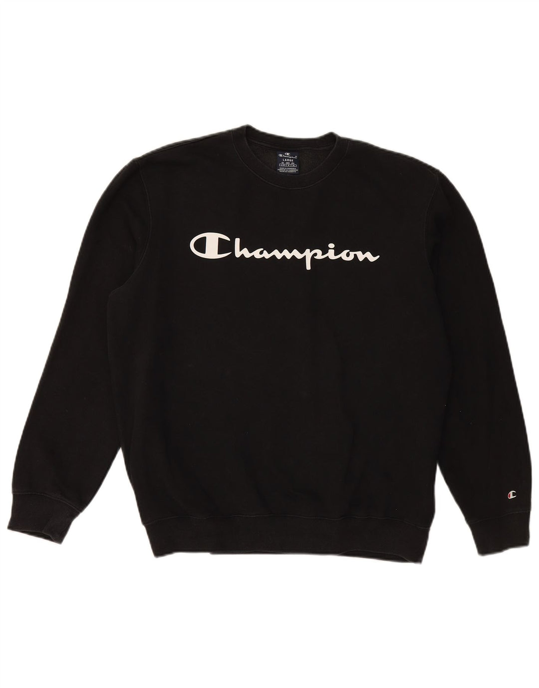Champion Mens Graphic Sweatshirt Jumper Large Black Cotton