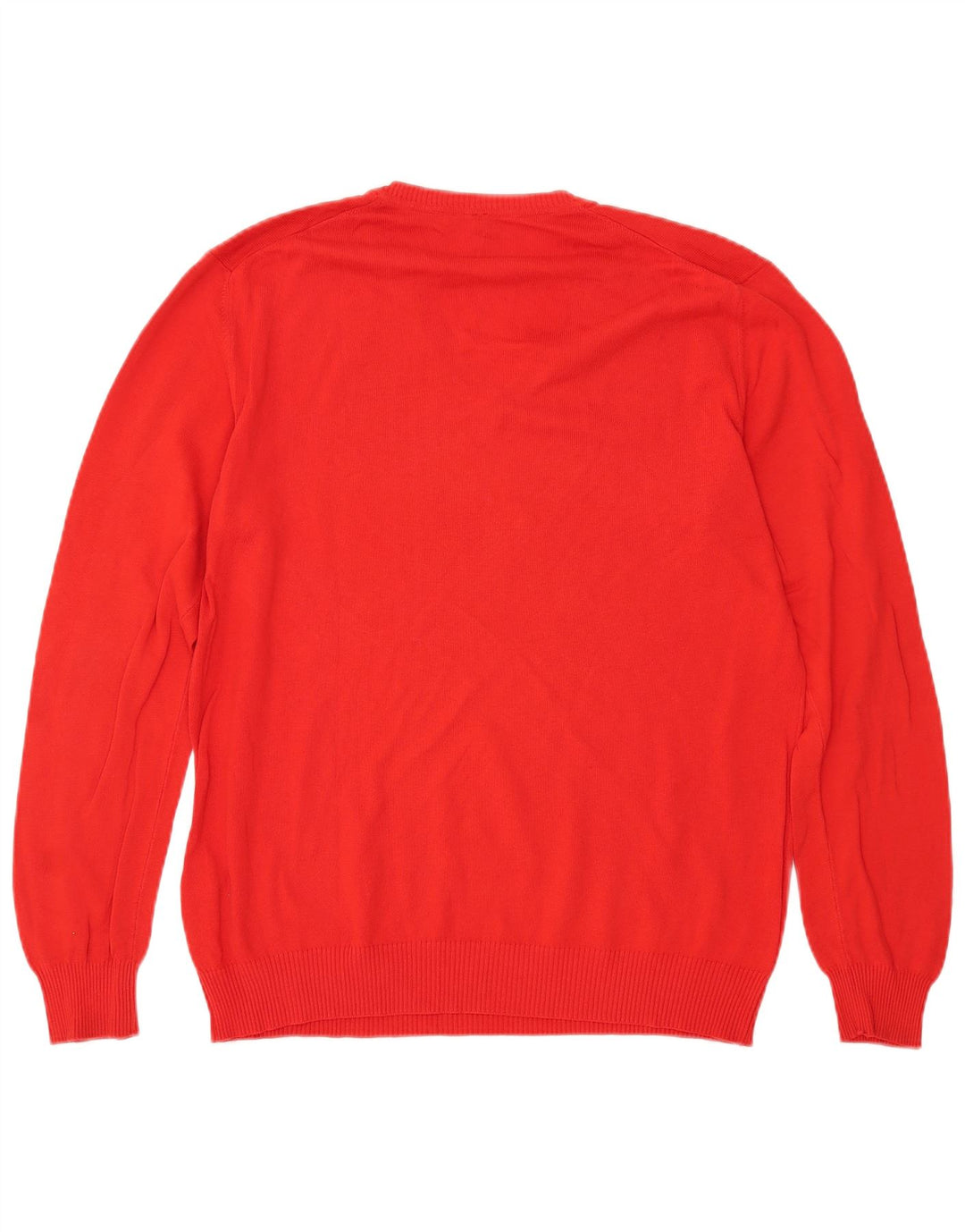 BENETTON Womens V-Neck Jumper Sweater UK 16 Large Red Cotton