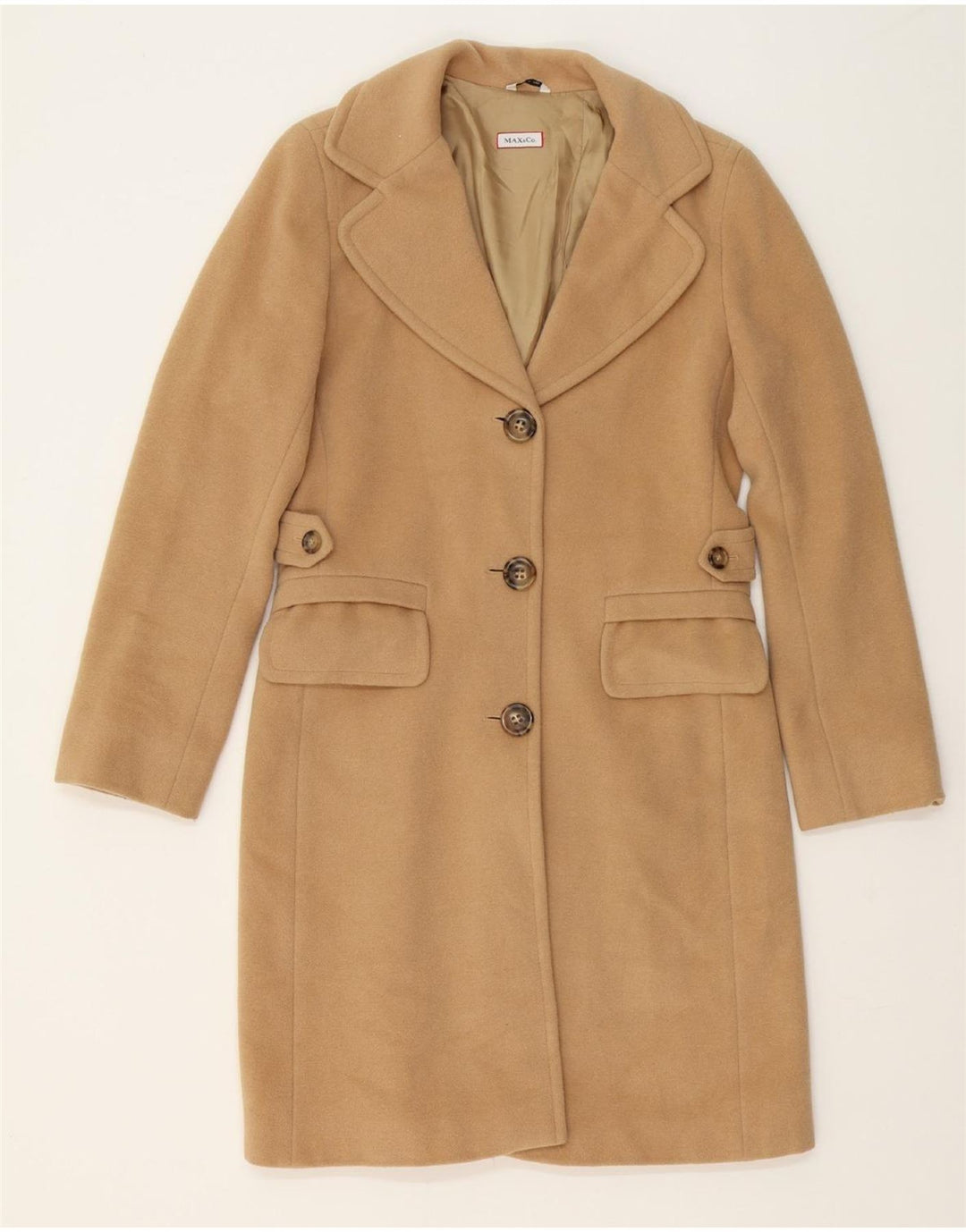 MAX & CO. Womens Overcoat UK 12 Medium Beige Wool Vintage Max & Co. and Second-Hand Max & Co. from Messina Hembry 
