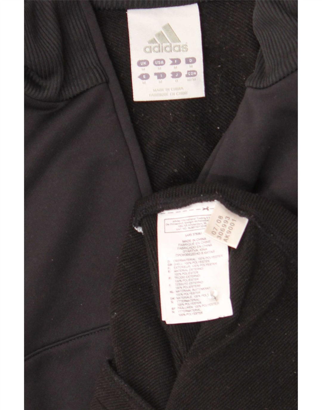 Adidas Mens Tracksuit Top Jacket Medium Black Colourblock Polyester