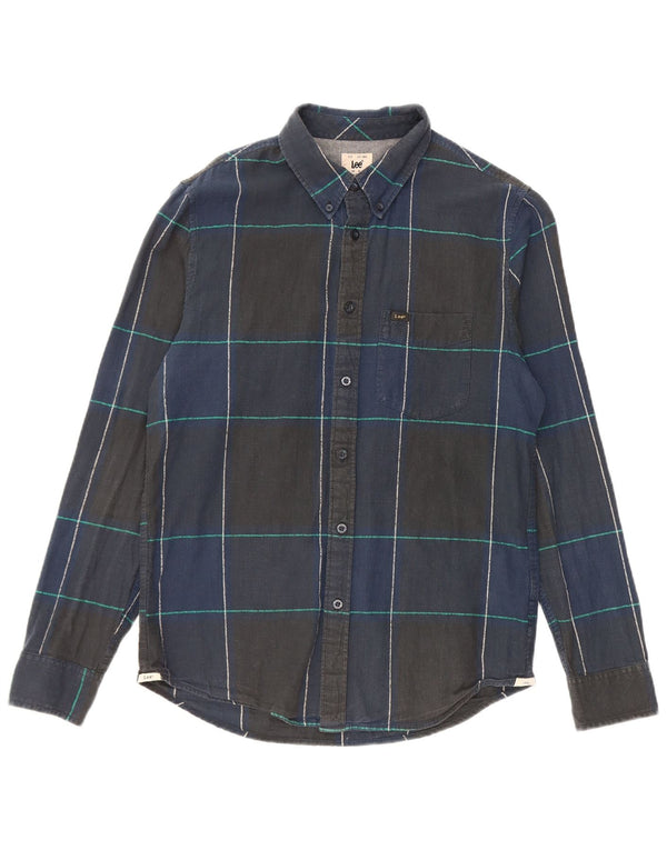 Lee Mens Regular Fit Flannel Shirt Small Navy Blue Check Cotton