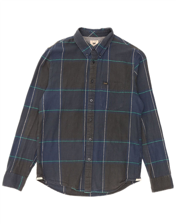 Lee Mens Regular Fit Flannel Shirt Small Navy Blue Check Cotton
