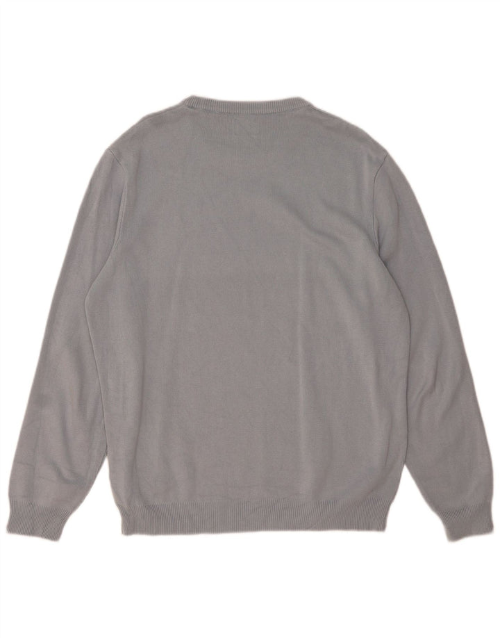 Zara Mens Crew Neck Jumper Sweater Large Grey Cotton