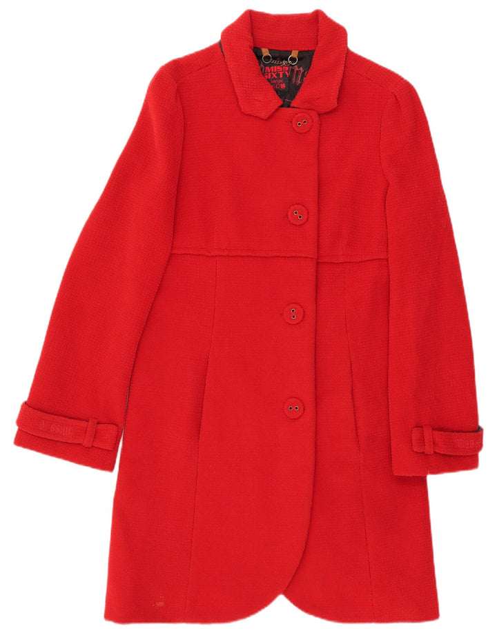 Miss Sixty Womens Overcoat UK 14 Large Red Wool
