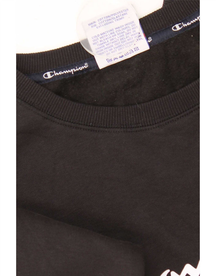 Champion Womens Graphic Sweatshirt Jumper UK 12 Medium Black Cotton