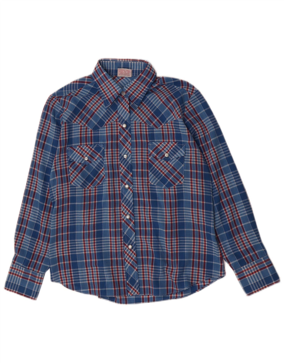 Amy Barr Womens Western Shirt Size 36 Small Blue Plaid Polyester
