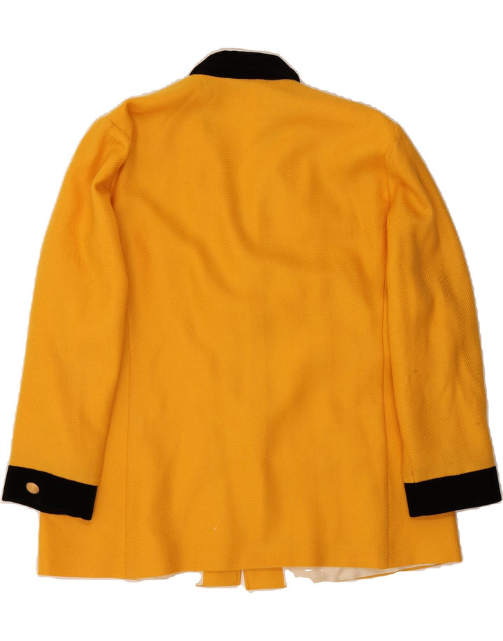 VINTAGE Womens 3 Button Blazer Jacket EU 44 XL Yellow Virgin Wool Vintage Vintage and Second-Hand Vintage from Messina Hembry 