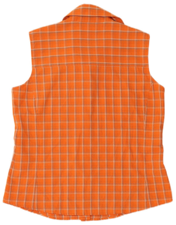 Jack Wolfskin Womens Travel Sleeveless Shirt UK 14/16 Large Orange Plaid