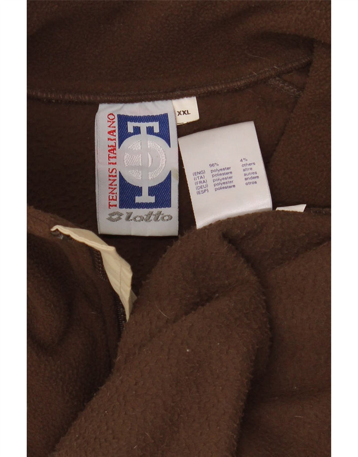 LOTTO Mens Zip Neck Fleece Jumper 2XL Brown Polyester