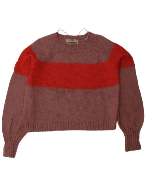 ALL SAINTS Womens Crew Neck Jumper Sweater UK 14 Medium Pink Colourblock