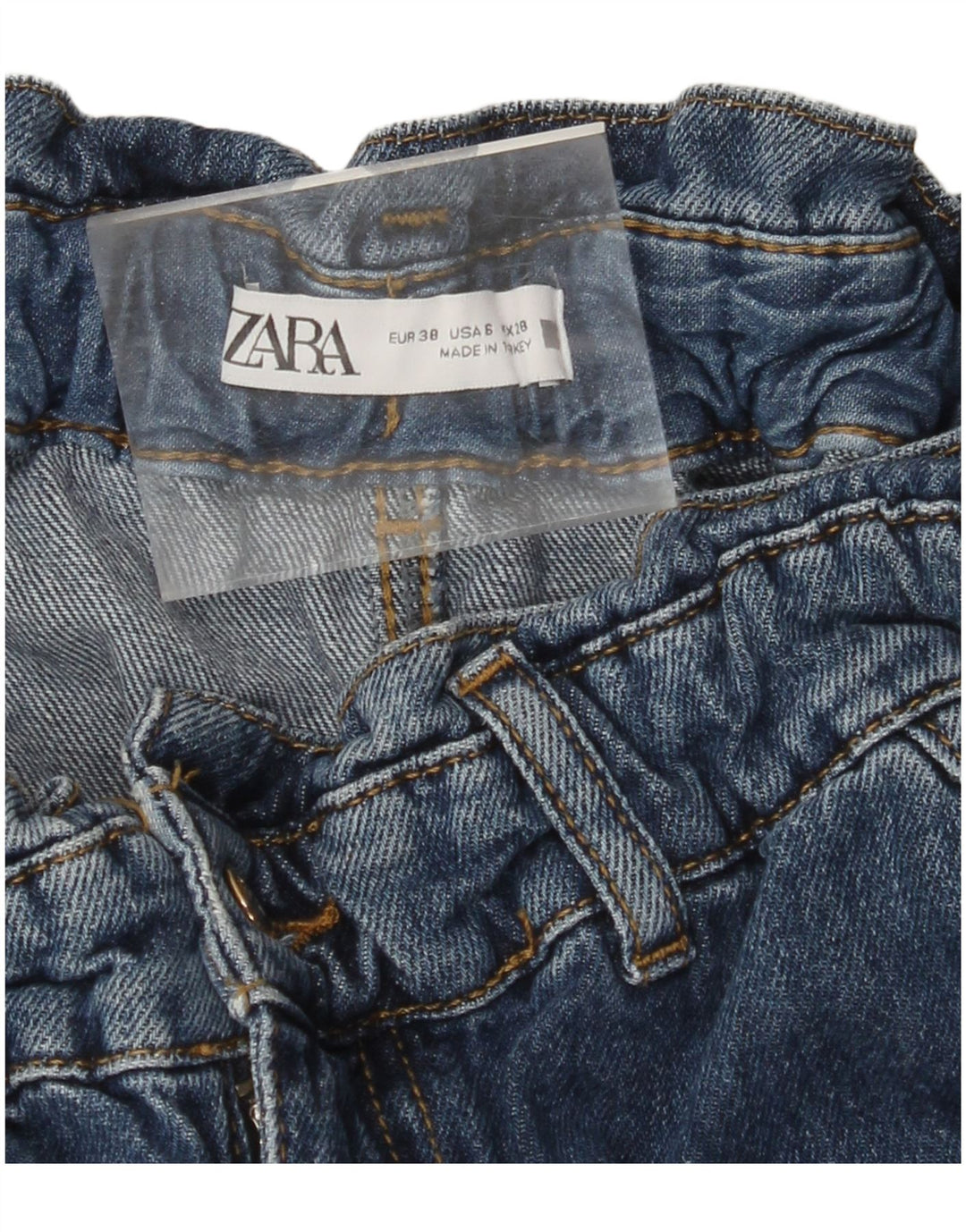 ZARA Womens Crop Loose Fit High Waist Jeans EU 38 Small W28 L25 Blue