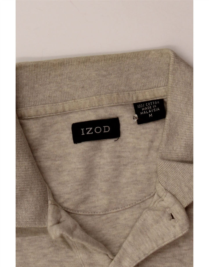 IZOD Mens Polo Shirt Medium Grey Flecked Cotton
