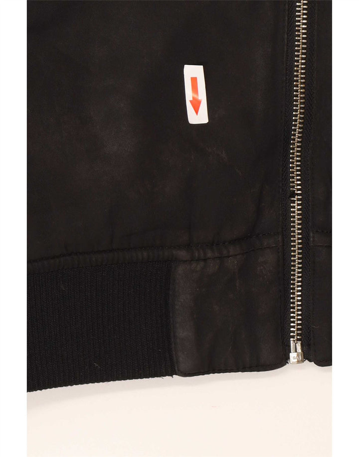 Zara Womens Sherpa Bomber Jacket UK 14 Medium Black Polyester