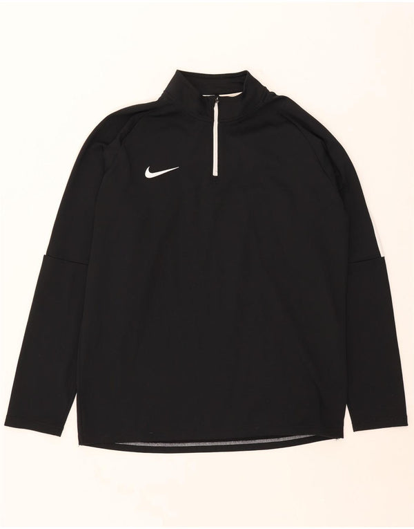 Nike Mens Dri Fit Zip Neck Pullover Tracksuit Top XL Black Colourblock