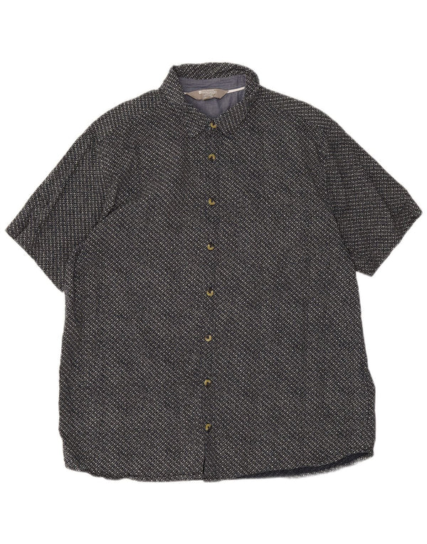 Mountain Warehouse Mens Short Sleeve Shirt XL Navy Blue Geometric Cotton