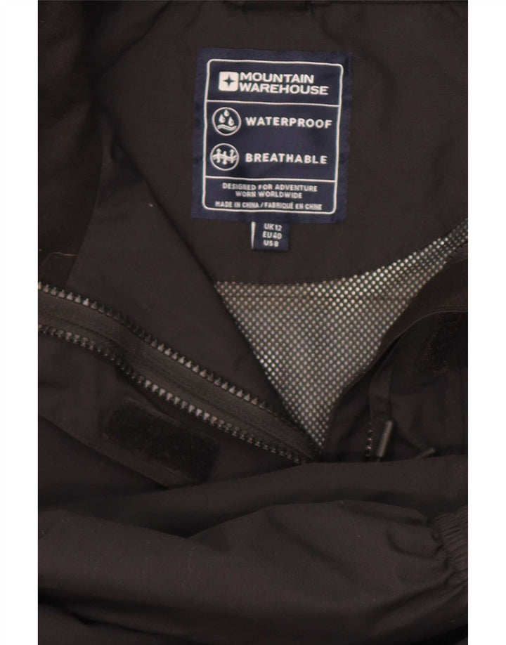 Mountain Warehouse Womens Hooded Rain Jacket UK 12 Medium Black Polyester