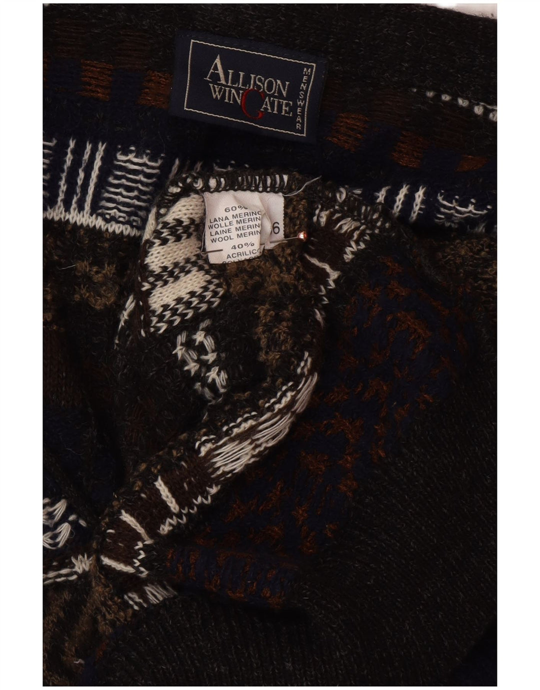 ALLISON WINGATE Mens Cardigan Sweater IT 56 2XL Multicoloured Fair Isle