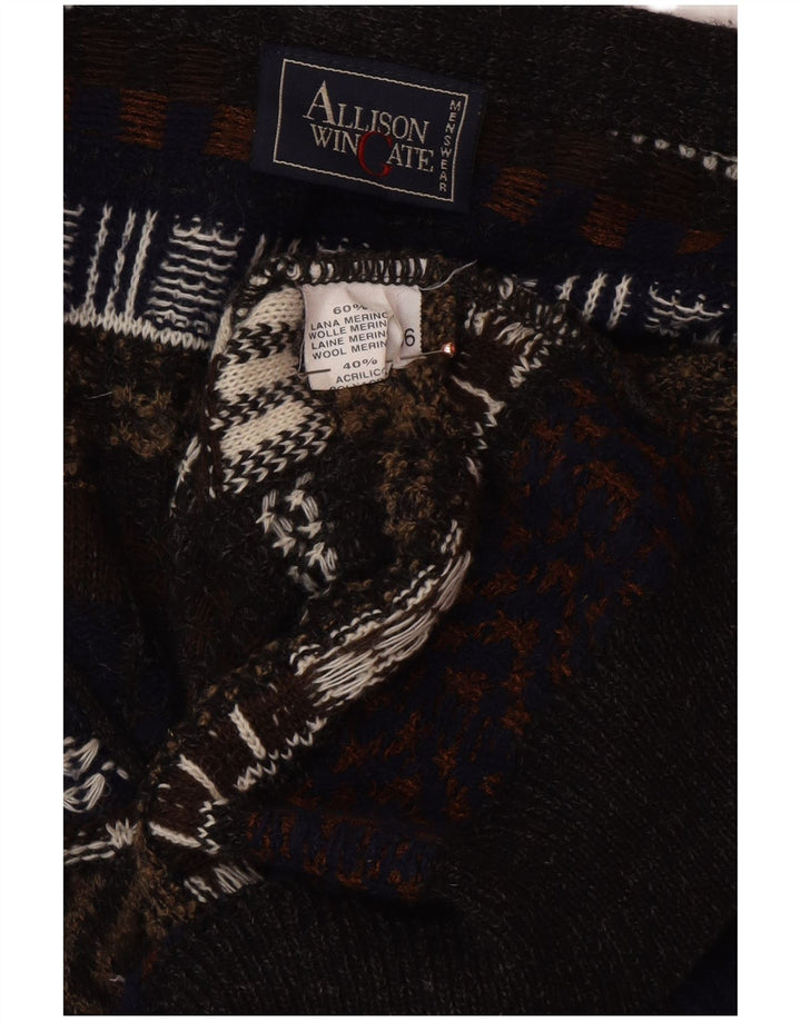 ALLISON WINGATE Mens Cardigan Sweater IT 56 2XL Multicoloured Fair Isle
