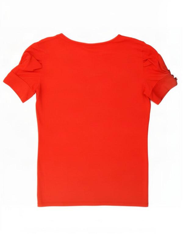 Guess Womens Short Sleeve Graphic T-Shirt Top UK 12 Medium Red Logo