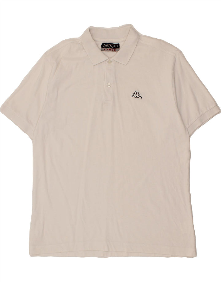 KAPPA Mens Polo Shirt Large White Cotton Vintage Kappa and Second-Hand Kappa from Messina Hembry 
