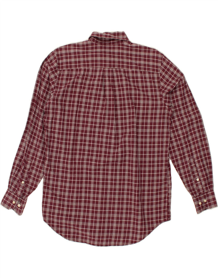 DACK'S Mens Classic Fit Shirt Small Maroon Check Cotton Vintage Dack's and Second-Hand Dack's from Messina Hembry 